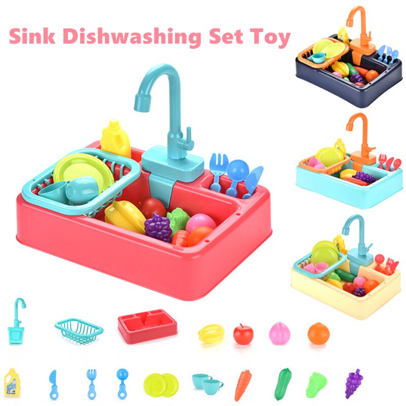 Children Sink Dishwashing Set Toy Kid Simulated Ki..